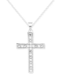 Collana pendente croce di diamanti 18 "(1/10 ct. T. w.) in argento Sterling | Macacy's - Product Image 1