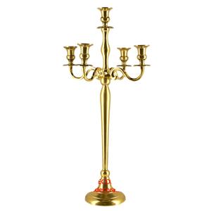 เชิงเทียนตั้งพื้นชุบทอง 5 แขน ดีไซน์ใหม่ เชิงเทียนโลหะทรงสูงสำหรับตกแต่ง เชิงเทียนโลหะทำมือ - Product Image 1