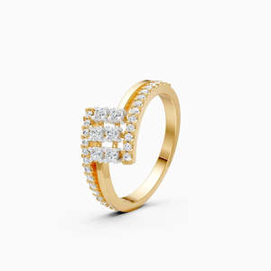 Bague tendance en diamant cultivé en laboratoire de 0,37 ct, bande linéaire de diamants étincelants pour tous les jours, en or jaune, blanc et rose 9 carats - Product Image 2