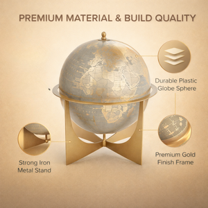 ARTISTIC CRAFTS Globo Terráqueo Moderno de Escritorio con Base de Hierro |   Globo Terráqueo Giratorio de Plástico para Decoración de Escritorio de Oficina, Mesa de Estudio y Fines Educativos - Product Image 5