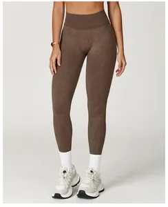 Leggings Deportivos de Cintura Alta, Tejido Sin Costuras, Ecológicos, 220g, Largos, Color Sólido, Elásticos, Compresivos para Mujer - Product Image 1