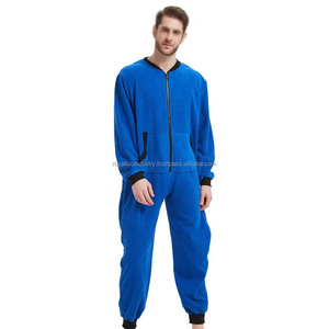 จั๊มสูทกีฬาสำหรับผู้ชายกางเกงพิมพ์ลายมีกระเป๋ามีซิปชุดวันพีชใส่อยู่บ้านลำลองชุดนอนขนแกะแขนยาว - Product Image 2