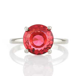 Minimalist Design Genuine Pink Tourmaline Round Faceted Gemstone <b>Cocktail</b> <b>Ring</b> 100% Pure 925 Sterling Silver Solitaire Fine <b>Ring</b> - Product Image 1
