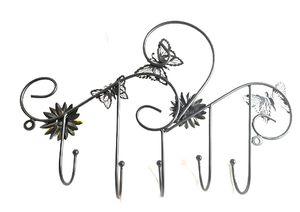 Metal Iron Butterfly Designer <b>Wall</b> Mounted <b>Key</b> Cloth Hanger with 5 <b>Hooks</b> for Home Decor - Product Image 4