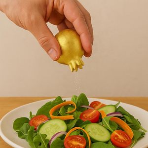 Golden Fruit Salt and Pepper Shaker Set Handcrafted Airtight Kitchen Storage Minimalist Design <b>Table</b> Seasoning Holder - Product Image 2