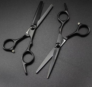 Ciseaux de coiffure professionnels en acier japonais noir pour la coupe et l'éclaircissement des cheveux, ciseaux de barbier - Product Image 5
