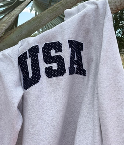 Sweat-shirt pull-over col montant à manches longues pour femme, coupe oversize, avec motif lettres USA, respirant, décontracté, hiver, vente en gros personnalisée - Product Image 5