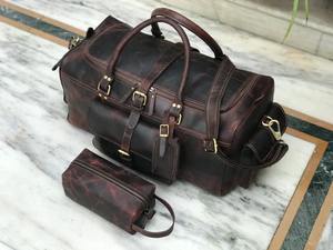 Bolsa de Viaje de Cuero Genuino de Lujo, Bolsa de Fin de Semana Vintage, Portátil, Ligera, de Gran Capacidad, para Profesionales - Product Image 2