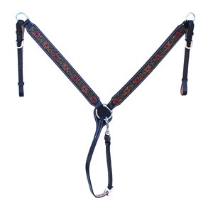 Ensemble de têtière, collier de poitrine et bride en cuir repoussé pour cheval western avec rênes – Équipement d'équitation - Product Image 3