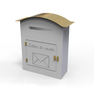 White Metal Mailbox Gold Roof Letter to Santa Front Door Slot <b>Wall</b> Mount Outdoor Christmas Holiday Letter <b>Box</b> Home Decoration - Product Image 1