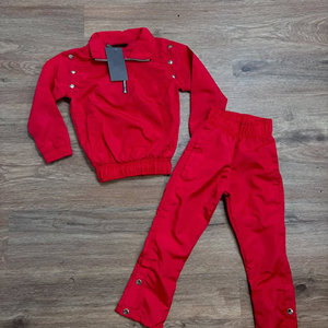 Conjunto Deportivo Informal de Dos Piezas con Capucha, Talla Grande, 100% Algodón, Color Rojo, para Invierno, Top de Manga Larga y Pantalones - Product Image 1