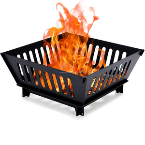 Metal Fire Pit with Spark Screen, Black, Perforated Design, Round Outdoor Fire Bowl with Stand A12 - Product Image 2
