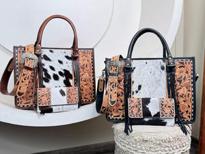 Trending Product Newly Design Hand Tooled Leather Women's <b>Tote</b> <b>Bag</b> & Hand Tooled Cowhide Leather Clutch Ladies 2 Pieces Set - Product Image 5