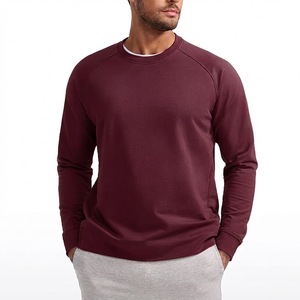 Sudadera de Cuello Redondo Color Borgoña para Hombre, Manga Raglán, Corte Regular, Tejido de Algodón, Informal, para Otoño - Product Image 4