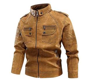 Men's bomber polyurethane jacket motorcycle windproof <b>waterproof</b> <b>warm</b> plus size casual fitness long sleeve zipper black - Product Image 2