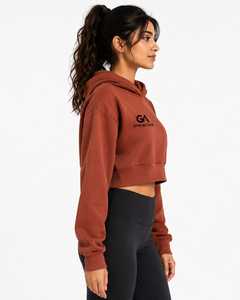 <b>Gym</b> Active Cropped Hooded <b>Sweatshirt</b> Unisex French Terry Cotton Zip Casual Winter Wear Back Logo 340g Oversized Fit - Product Image 6