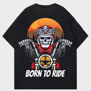 เสื้อยืดแขนสั้นพิมพ์ลาย DTF สำหรับผู้ชาย ลายหัวกะโหลกสไตล์มอเตอร์ไซค์ ทรงโอเวอร์ไซส์ คอกลม ผ้าเจอร์ซีย์คอตตอน 100% แห้งเร็ว - Product Image 2