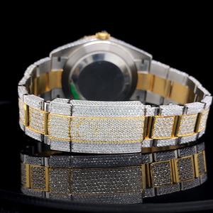 Reloj de Hombre con Diamante Moissanite, 46 mm, Chapado en Oro Blanco, Caja Cuadrada de Acero Inoxidable, Cristal de Zafiro, Correa de 20 mm, Movimiento de Cuarzo ETA - Product Image 6