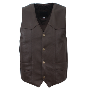 Chaleco de Cuero Genuino para Hombre, Estilo Motero, Sin Mangas, Casual, para Exteriores, Personalizado, OEM, Venta al Por Mayor - Product Image 1