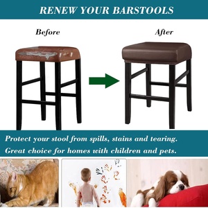 Cubiertas para taburetes de barra de café, cubierta rectangular para <span class=keywords><strong>taburete</strong></span> de tocador, bandas elásticas, impermeable, PU, cubierta elástica para asiento de sillín, <span class=keywords><strong>taburete</strong></span> - Product Image 5