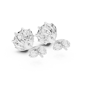 Pendientes de Diamantes Cultivados en Laboratorio con Diseño Floral Clásico, Elaborados en Oro Blanco Sólido de 14K con Diamantes de Corte Redondo - Product Image 2