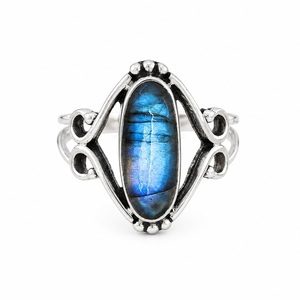 Natural Blue Labradorite <b>Ring</b> Handmade 925 Sterling <b>Silver</b> <b>Statement</b> <b>Ring</b> Boho Gemstone Fine Jewelry for Women - Product Image 1