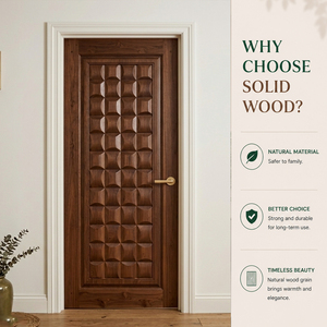 Puerta Decorativa Interior de Madera Maciza Contemporánea Tallada para Proyectos del Hogar OEM y ODM GA-17S - Product Image 1