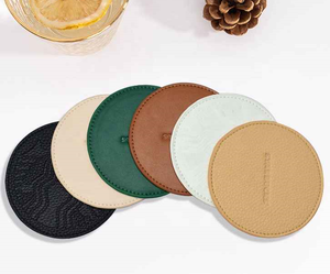 Sous-verres ronds en cuir personnalisés - Sous-verres de bar avec logo personnalisé pour la maison, les restaurants et les cadeaux promotionnels - Product Image 3