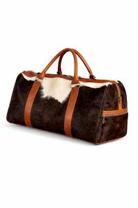Bolsa de Viaje Ovalada de Cuero Vacuno Marrón y Blanco Unisex con Correa para el Hombro, Cierre de Hebilla, Bolsillo Utilitario, Capacidad de 20-36L - Product Image 3