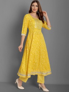 Twinfeet - Salwar Kameez Tradicional de Rayón para Mujer, 3 Piezas, Bordado, Estampado Khadi, Largo hasta la Rodilla, para Boda/Diwali/Fiesta, Primavera/Verano - Product Image 2