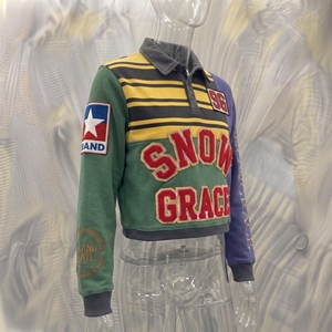 เสื้อแจ็คเก็ตแขนยาวสีสันตัดกัน Snowgrace ปักโลโก้ ปกคอพับ ทรงปกติ เสื้อผ้าสำหรับผู้ใหญ่แบบยูนิเซ็กส์ - Product Image 2