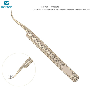Non-Slip Gold Eyelash Tweezers, 90 Degree Curved Fine Tip Volume Tweezers Decorative Pattern Handle Lash Extension Tools - Product Image 3