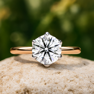 แหวนแต่งงานเพชรโมอิส1.50กะรัต6ง่าม925เงิน14K ทองได้รับการรับรองจากอินเดียโดยตรง - Product Image 6