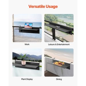 12 X 32 Folding Balcony Railing <b>Table</b> Outdoor Balcony Bar <b>Table</b> Railings 50 Lbs Loading Capacity Hanging <b>Table</b> for Balcony Fit - Product Image 6