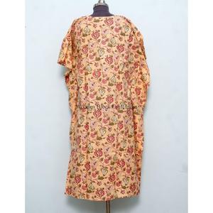 Vestido Maxi de Algodón Orgánico Estampado, Estilo Coreano Vintage, Holgado, Informal, para Playa o Dormir, con Estampado a Mano, para Mujer - Product Image 5