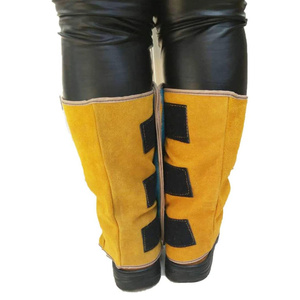 Couvre-chaussures de soudage robustes en cuir de vachette, résistants à la chaleur, ignifuges, anti-coupure, antistatiques, avec poignets élastiques, pour la sécurité des bottes - Product Image 4