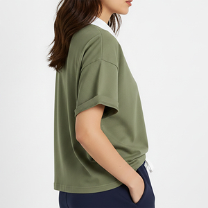 Prix de gros – T-shirt de golf pour femme 100 % coton à séchage rapide, sur mesure, coupe oversize, streetwear, avec appliques, design tendance - Product Image 6