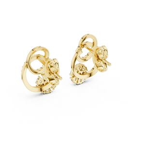 Boucles d'oreilles clous de luxe en or massif 14K avec diamants de laboratoire taille ronde, motif floral pavé, DEF VVS, pour mariée, bijoux fins, vente en gros - Product Image 5
