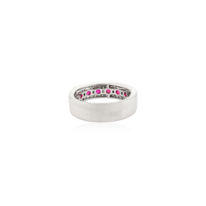 Anillo de Compromiso de Oro Blanco de 14K con Rubíes y Diamantes, Diseño Exclusivo, Gran Venta, Estilo Eternidad Media - Product Image 6