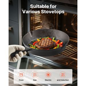 Ensemble de poêles en fonte robustes 3 pièces pré-culottées pour chef avec poignée résistante à la chaleur, poêles à frire de 6, 8 et 10 pouces - Product Image 3