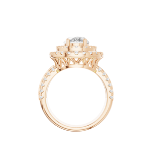 Bague de fiançailles solitaire en or jaune 14 carats avec diamant de laboratoire taille ovale de 2 carats, sertie d'un double halo central, bijoux fins de mariée - Product Image 6
