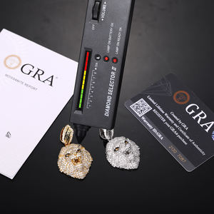Pendentif Tête de Lion en Argent 925 Plaqué Or 18K avec Cristaux Strass, Breloque Thème Unisexe, Bijou de Luxe - Product Image 4
