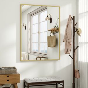32x40 Inch <b>Rectangular</b> <b>Gold</b> Metal Frame Wall Mounted Bathroom <b>Mirror</b> - Product Image 4