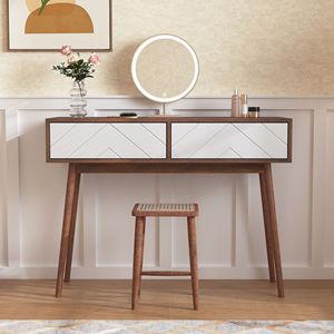 Consolle con 2 cassetti intagliati, tavolo da ingresso con spazio contenitore, gambe in legno per divano e corridoio - Product Image 2