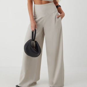 High Quality Ladies Fashion Straight <b>Trousers</b> High Waist Wide Leg Casual Office Pant for <b>Women</b> for <b>Winter</b> - Product Image 1