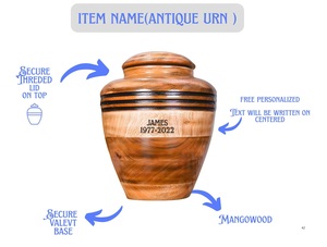 Personalized Wooden Cremation Urn Floral Inlay Lichtenberg Pattern Handmade Wooden Cremation Urn with Floral Inlay Design Lichte - Product Image 5