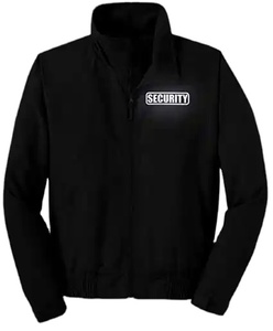 Chaqueta Bomber al por Mayor IBS, Chaqueta Bomber con Cuello de Forro Polar, Negra, Poliéster/Algodón, Unisex, Reflectante, Cortavientos para Guardias de Seguridad - Product Image 3