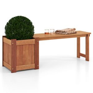 Panca da Esterno in Teak con Fioriera, Panca da Patio in Acciaio Inossidabile per Hotel, Giardini, Parchi e Soggiorni - Product Image 4