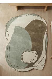 Hand-Spun Wool Yarn Woolen Carpet Rug | Artisan Hand-Knotted Cotton Backing <b>Thick</b> Pile Modern Design for Eco Room Flooring - Product Image 3
