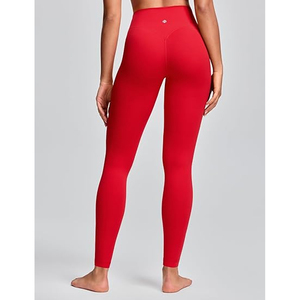 Leggings Rojos de Cintura Alta para Mujer, Tejido Sin Costuras, Elásticos, Transpirables y Cómodos para Yoga y Ejercicio - Product Image 4